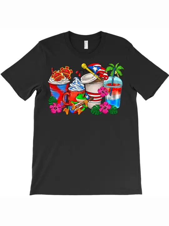 Camiseta de café de Puerto Rico, regalo para papá, manga corta con cuello redondo suave y cómoda - 1