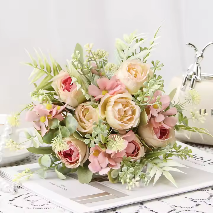 Flores de imitación de 30cm a la moda, modelo de terreno colorido, flores falsas, paisaje, modelo, ramo de boda, decoraciones de jardín - 1