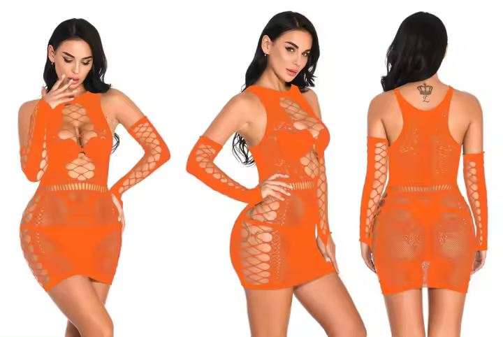 Vestido de lencería Sexy para mujer, body transparente, conjunto de medias, falda, lencería, disfraces sexuales, 2024 - 1