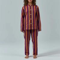 Conjunto de 2 piezas de blusa de manga para hombre y mujer, camisa y pantalones largos con estampado de rayas vintage, ropa de estar por casa - details 13