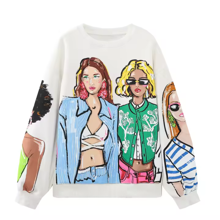 Jersey de manga larga con cuello redondo para mujer, Jersey holgado, deportivo, informal, estampado, Otoño, 2023 - 1