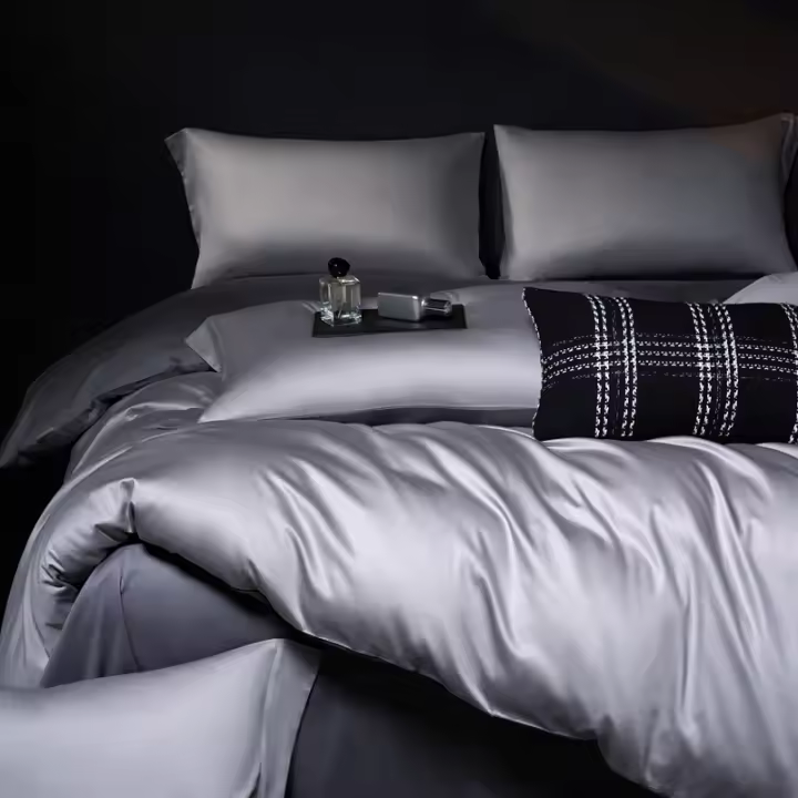 Juego de Ropa de Cama de Algodón Egipcio Antibacteriano 5A Color Sólido Alta Calidad - 1