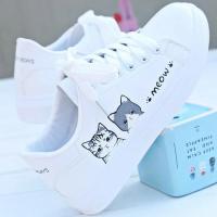 Zapatillas de deporte con cordones para mujer, zapatos informales con estampado de gato, de Pu, para verano, 2025 - details 3