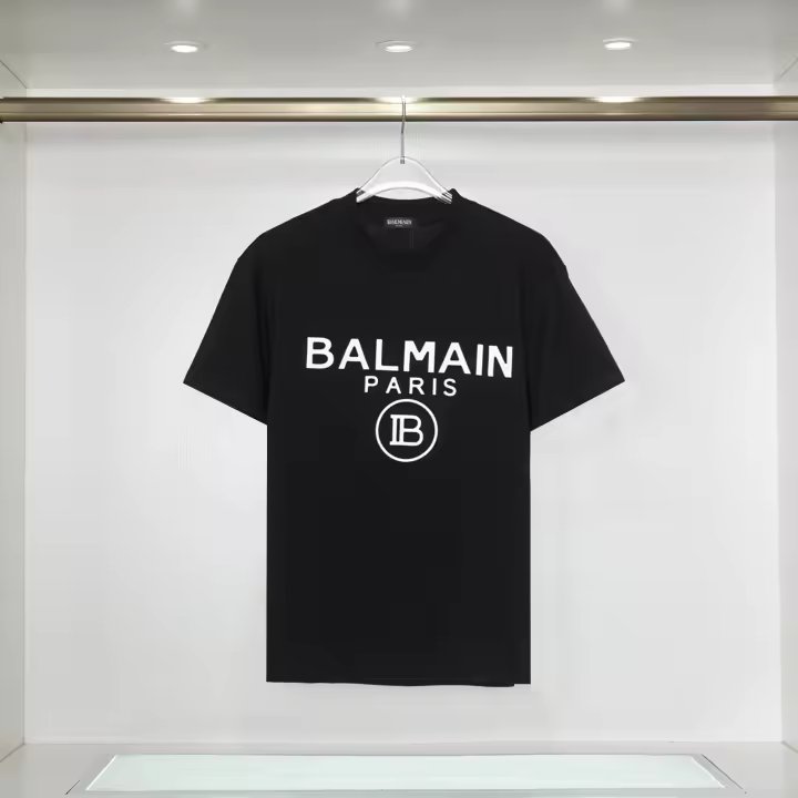Camiseta Deportiva de Algodón Puro para Hombres Cuello Redondo, Estampado de Logotipo Delantero, Estilo Básico Casual para el Verano - 1