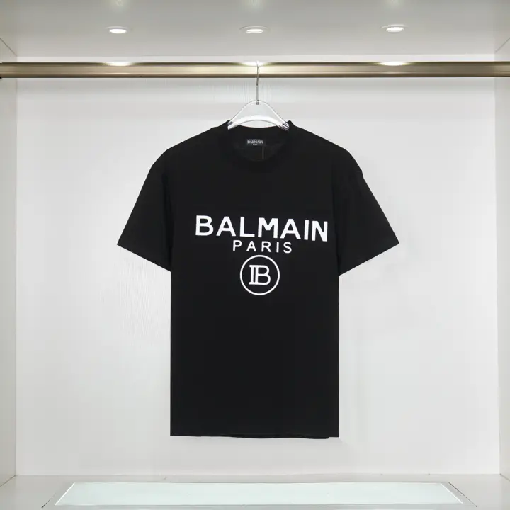 Camiseta Deportiva de Algodón Puro para Hombres Cuello Redondo, Estampado de Logotipo Delantero, Estilo Básico Casual para el Verano - 1
