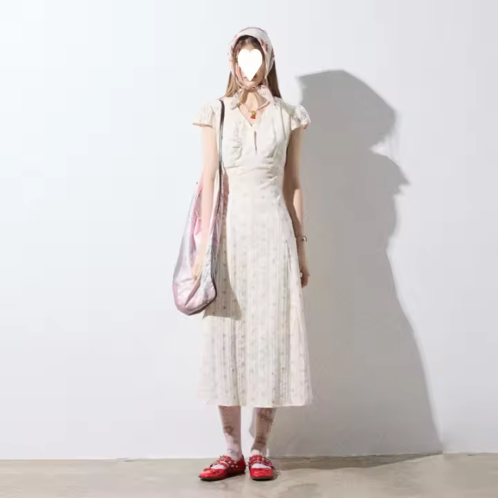 Vestido floral del sur de Francia, estilo de vacaciones de verano en el campo para mujer, mono de manga corta, falda larga con tirantes - 1