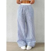 Pantalones de pierna ancha tejidos a rayas informales para mujer Otoño Invierno 2024 pantalones informales elegantes de longitud completa ropa Y2K ropa de calle - details 2