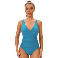 2025 nuevo traje de baño Sexy de una pieza cruzado con cuello en V para mujer, traje de baño de talla grande para mujer, trajes de baño de talla grande, ropa de playa de verano XXL - details 10