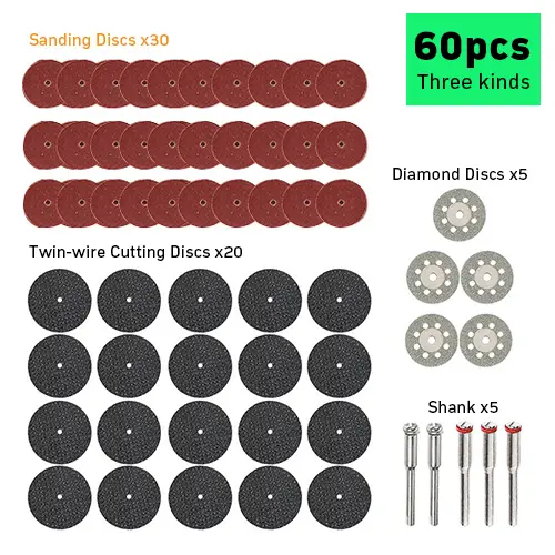 Hoja de sierra Circular para rueda de molienda, juego de accesorios Dremel para carpintería, Mini taladro de Metal, accesorios de herramienta rotativa, 60 unidades por lote - 1