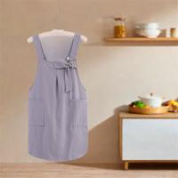 Delantal de cocina de algodón con correas cruzadas, delantal de cocina para el hogar resistente a la suciedad, ajustable con bolsillo, ropa de trabajo coreana, cocina casera - details 2