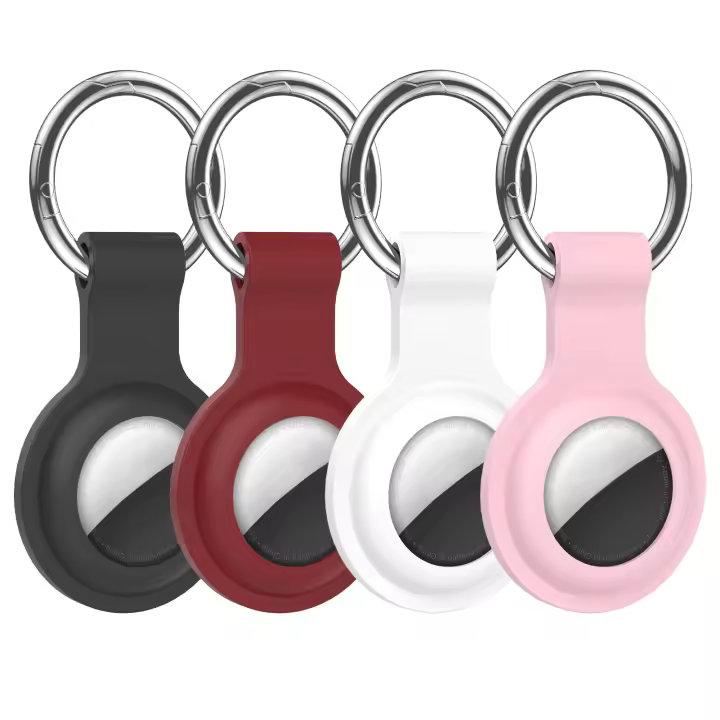 Soporte AirTag Funda AirTag Llavero Soporte para etiquetas de aire, AirTags de silicona Estuches para llaveros Etiquetas Cadena Apple GPS Artículo Buscadores iTag Accesorios Paquete de 4 - 1
