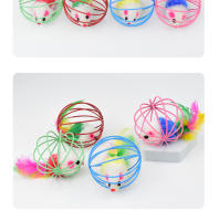 Jaula de juguete para gatos ratón plumas coloridas jaula de alambre pintada jaula de juguete para gatos ratón, juguete para gatos - details 10