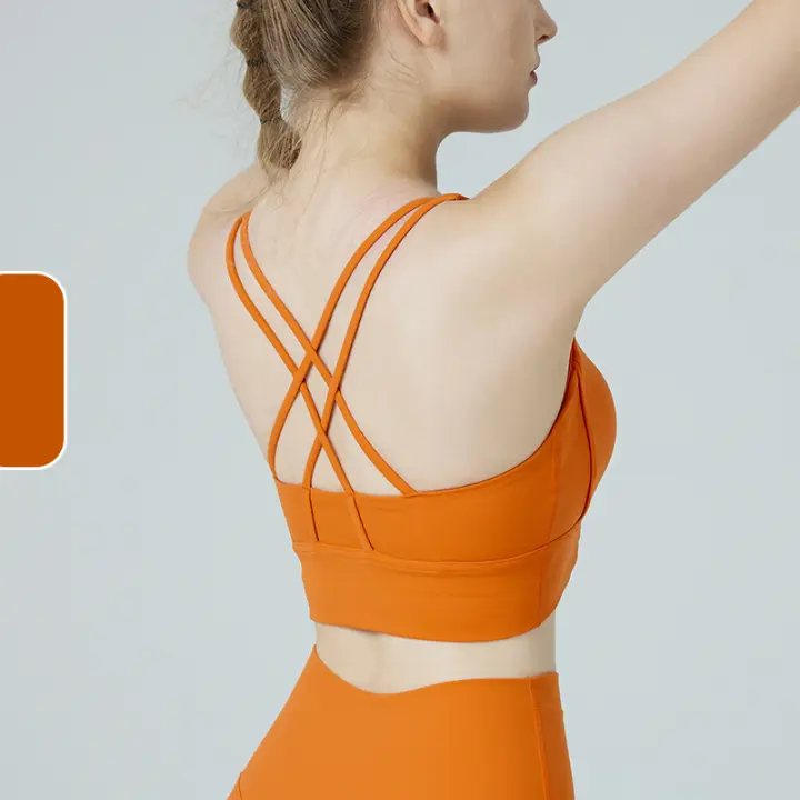 ZHUMU GYM Deportiva Prenda Sujetador de Yoga Cruzado de Espalda A Prueba de Golpes Fitness para Mujeres Tops de Crop de Nylon y Spandex - 1