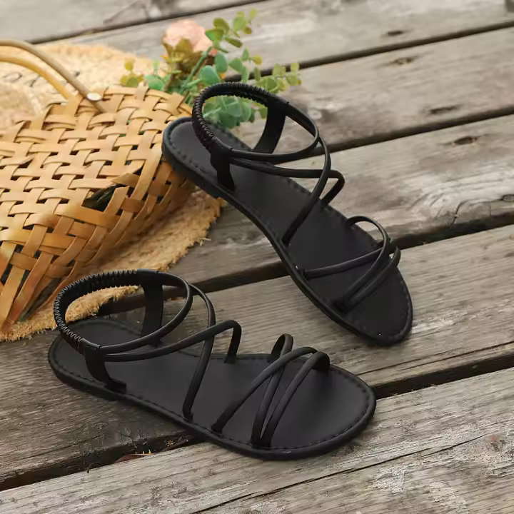 Sandalias planas con correa fina para mujer, novedad de verano, estilo de hadas al aire libre en las nubes con vestido - 1