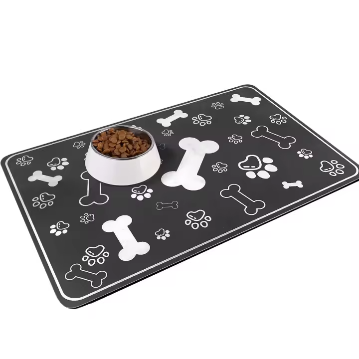 Alfabrilla absorbente rápida para comida de perros y Gatos, alfabrilla para Perros Bebe con soporte de Goma, accesorios para mascotas, Negro, alfabrilla para suelo de mascotas, Gatos, Perros, Alimentación, prueba de salpicadas, absorbente y de Seca - 1