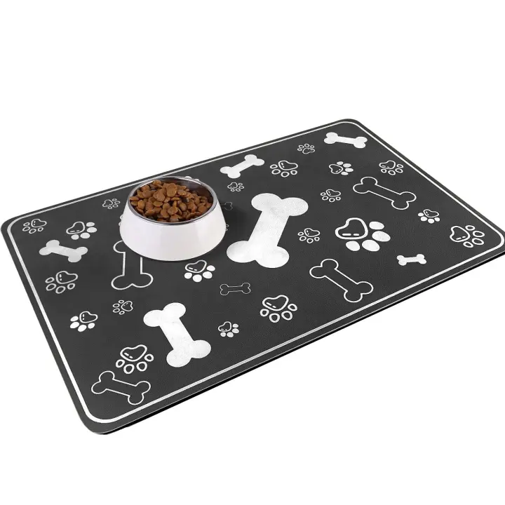 Alfabrilla absorbente rápida para comida de perros y Gatos, alfabrilla para Perros Bebe con soporte de Goma, accesorios para mascotas, Negro, alfabrilla para suelo de mascotas, Gatos, Perros, Alimentación, prueba de salpicadas, absorbente y de Seca - 1