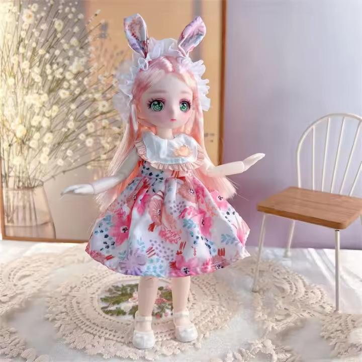 Vestido con bisagra de ojos simulados, muñeca de articulaciones extraíbles, Linda muñeca, regalo de cumpleaños, 23cm - 1