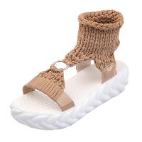 Zapatillas tejidas ligeras de suela gruesa de gran tamaño para mujer, nuevas sandalias casuales de punta redonda de lana. - details 11