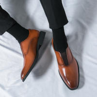 Zapatos Formales para Hombres Color Sólido, Tacón Bajo, Comodidad y Moda en Cuero de Juventud Transpirable - details 8