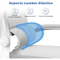 Silla de Escritorio Ergonómica con Soporte Lumbar Altura Ajustable, Reposabrazos Abatible, Para Oficina en Casa Gris - details 1