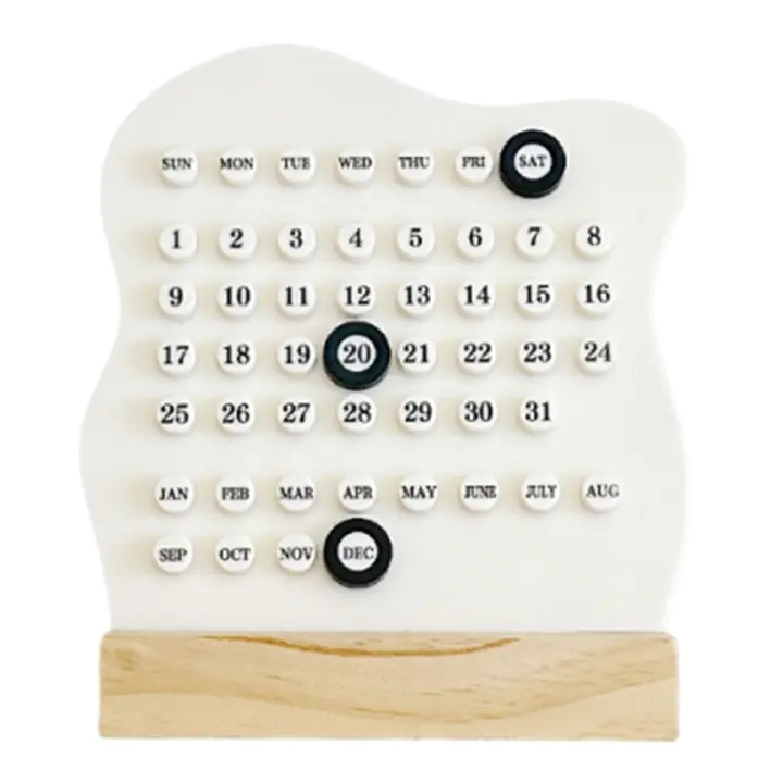 Calendario perpetuo Manual creativo, calendario Montessori ajustable de 3 anillos, indicador de fecha del mes, Base de madera, calendario de anillos redondos - 1