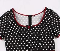Vestido de Verano Vintage Hepburn Polka Dot de Contraste Cuello Cuadrado de los 50 Cintura Alta - details 40