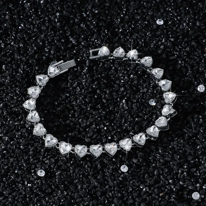 Pulsera de Corazón Dorado con Circonitas Blancas - Moda Casual y Elegante - 1