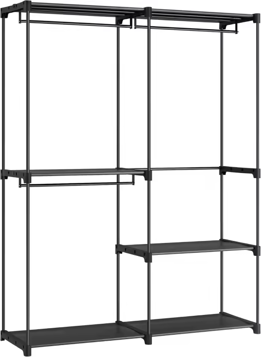 Armario de Ropa de Gran Capacidad Perchero de 124 x 43 x 182 cm, 2 Secciones para Colgar, con Compartimentos Ideal para Dormitorio, Sala de Estar, Lavandería - 1