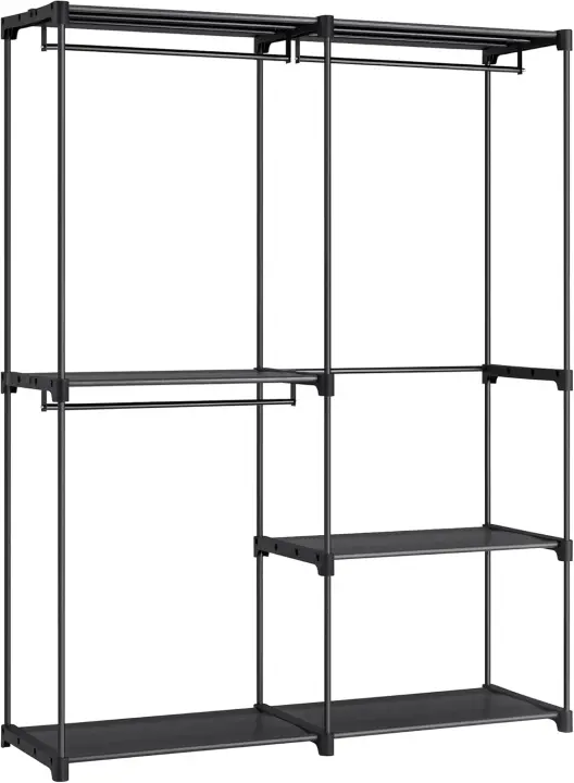 Armario de Ropa de Gran Capacidad Perchero de 124 x 43 x 182 cm, 2 Secciones para Colgar, con Compartimentos Ideal para Dormitorio, Sala de Estar, Lavandería - 1