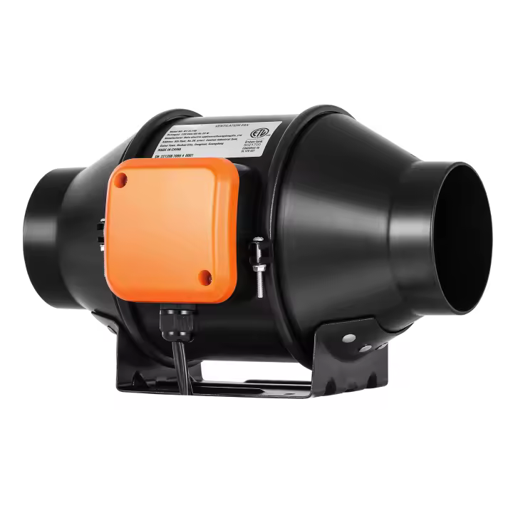 SucceBuy Ventilador de conducto en línea de 4 pulgadas, 205 CFM con controlador de temperatura y humedad, ventilador de escape silencioso con motor EC - 1