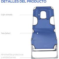 Silla de Jardín Plegable azul Respaldar ajustable en 5 niveles para Playa 182x56x28 cm - details 6