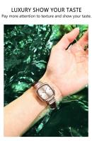 Reloj de Cuarzo de Lujo para Mujer Diseño Cuadrado Correa de Cuero Resistente al Agua - details 6