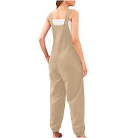Monos de algodón y lino para mujer, Mono informal de verano sin mangas con pernera ancha para mujer, mono, culotte con bolsillos - details 2