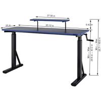 Escritorio de ordenador rectangular para juegos de altura regulable, con estante elevado para colocar el monitor, 140 x 63,5 x 109-126 cm, color rojo - details 11