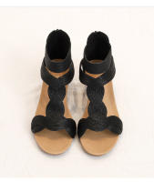 Sandalias de tacón de cuña de verano de talla grande, zapatos de mujer ajustados con cremallera trasera, zapatos romanos - details 12