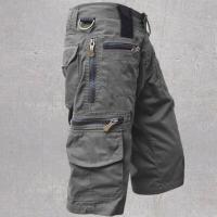 Los hombres sueltos rectos verano de gran tamaño tendencia casual mediados de pantalones multi-bolsillo de trabajo pantalones cortos de cinco pantalones - details 8