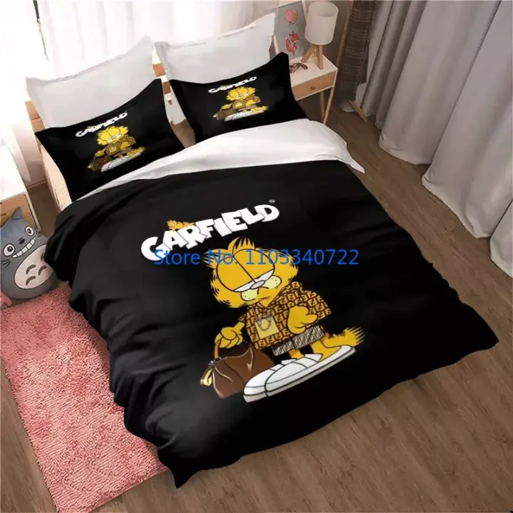 Conjunto de Ropa de Cama de Gato 3D Naranja Cubierta de Edredón de Anime Lindo - 1