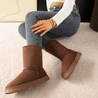 Botas de nieve antideslizantes para mujer, botines planos de suela gruesa, estilo retro elegante, a la moda, aptos para el día a día casual, invierno, 2025 - details 14