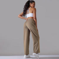 Pantalones de oficina sueltos de cintura alta informales de pierna ancha para mujer, pantalones de baile - details 23