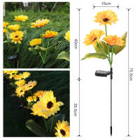 Luces solares para decoración de jardín al aire libre, paquete de 2 luces solares para jardín con 4 luces de girasol, luces solares impermeables para exteriores - details 0
