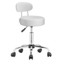 taburete blanco de oficina con respaldo