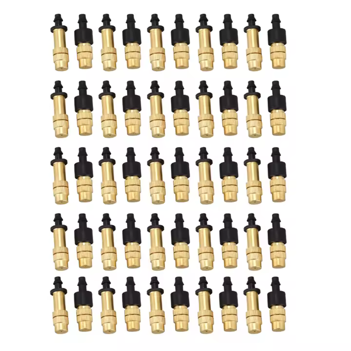 PULVERIZADOR ajustable de 50 Uds., boquilla de nebulización de latón, aspersor atomizador para Mini rociador de riego por goteo para jardín - 1
