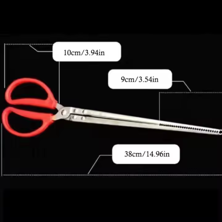 Pinzas multifunción de acero inoxidable con mango rojo, mandíbula dentada antideslizante, abrazadera de dientes antideslizante, plástico Extra largo - 1