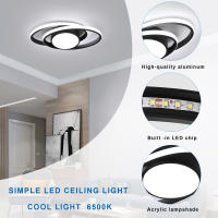 Goeco-Lámpara de Techo de 39W, Plafón LED de Diseño Doble Redondo, Iluminación Moderna Decorativa de Luz blanca fría 6500K, 220V - details 5