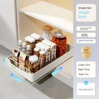 Estante de almacenamiento de cocina con rieles deslizantes, bandeja extraíble tipo cajón de cocina, caja de especias, organizador de armarios, nuevo - details 5