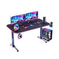 Mesa Gaming,Escritorio Gaming de Ergonómica, Escritorio Gamer de Fibra de Carbono, Escritorio de Juego con Alfombrilla de Ratón, Portavasos y Gancho para Auriculares,Negro （140x60x70 cm ） - details 9