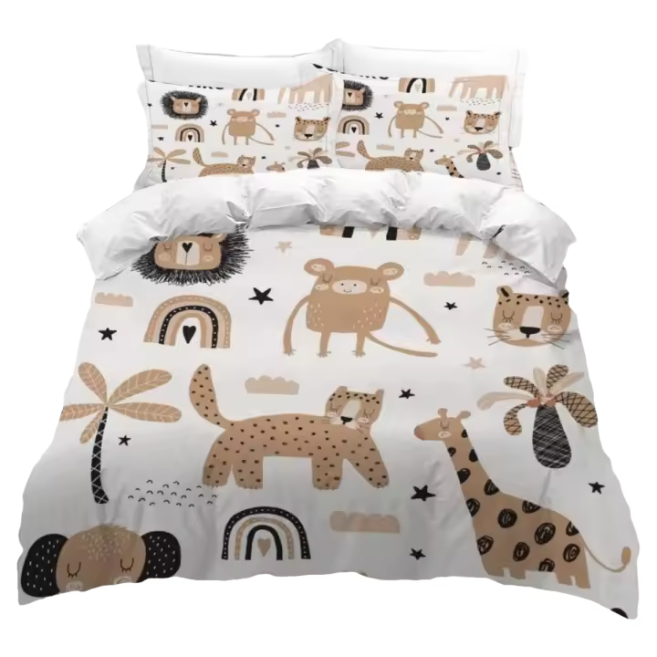 Conjunto de Cama de Selva Diseño 3D de Dibujos Animados Cubierta de Edredón de Microfibra Suave - 1