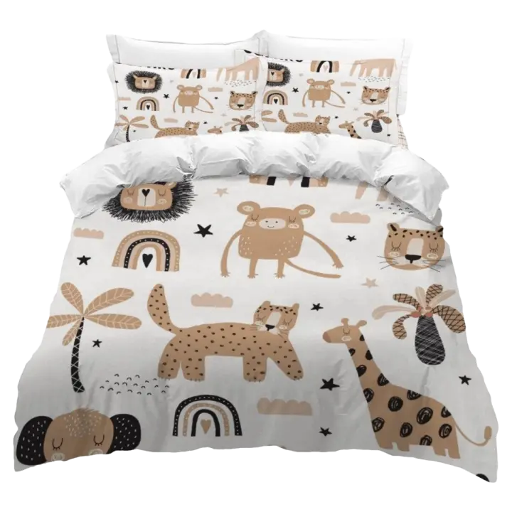 Conjunto de Cama de Selva Diseño 3D de Dibujos Animados Cubierta de Edredón de Microfibra Suave - 1
