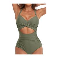 Traje de baño sexy de una pieza, traje de baño hueco para mujer, bikini ajustado con tirantes tipo halter. - details 2