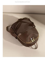 Bolso trasero para mujer, mochila antirrobo, bolsos estéticos de tendencia informal para mujer, bolsa de libros de lona resistente a la suciedad de Color café, resistente al desgaste - details 23